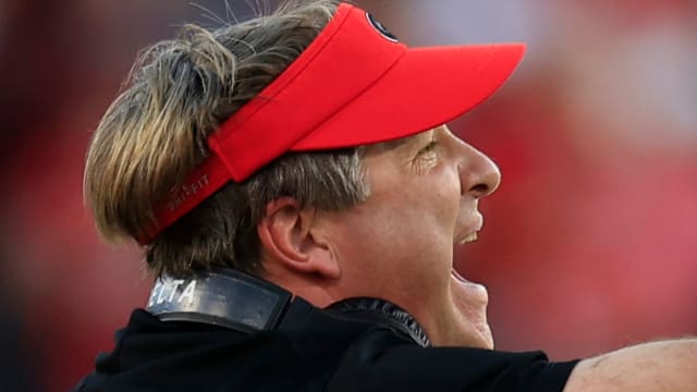 Georgia Bulldogs head coach Kirby Smart yells from the sideline during the third quarter of an NCAA Football game Saturday, Oct. 28, 2023 at EverBank Stadium in Jacksonville, Fla. Georgia defeated Florida 43-20.